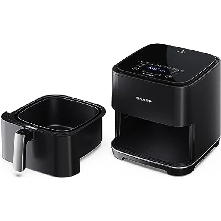 SHARP AF-GS552AE-B Heißluftfritteuse 5,5L mit digitaler Steuerung – Touchdisplay Funktion, 8 Programme, 1650W, Schwarz, Backen ohne Öl – Bild 4