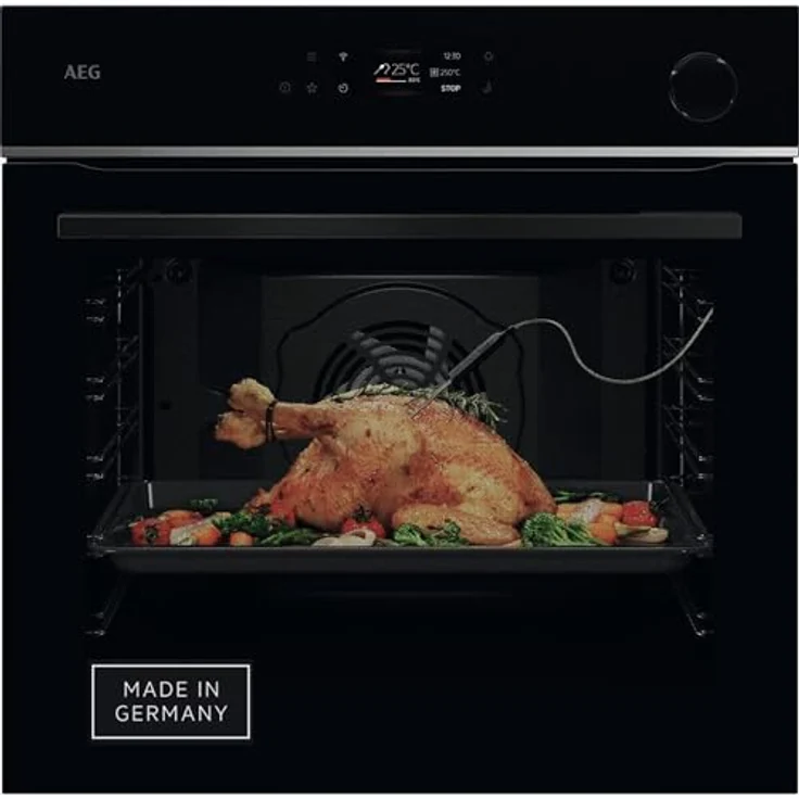 AEG Wifi Einbaubackofen TR7PB63ZSB, Serie 7 TFT-FullTouch-Farbdisplay, Made in Germany, Pyrolyse, 25% Dampfunterstützung, Kerntemperatursensor – Bild 1