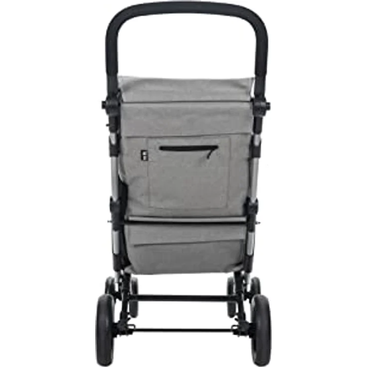 Carlett Einkaufstrolley mit 4 Rädern | Lett470 CLASSIC family | Zusammenklappbarer Einkaufswagen mit großer Tasche 32kg, 64L Einkaufstasche, 10,5L Thermotasche und Rückfach, Grau – Bild 4