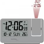 technoline WT 534, Projektionswecker mit Funkuhr, Schlummerfunktion und Datumsanzeige, silber