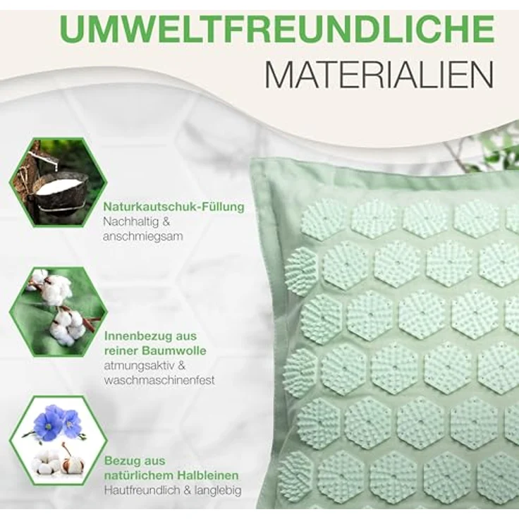 BACKLAxx® Akupressurmatte und Akupressur Kissen aus umweltfreundlichem Halbleinen und reiner Kokosfaser – Bild 4