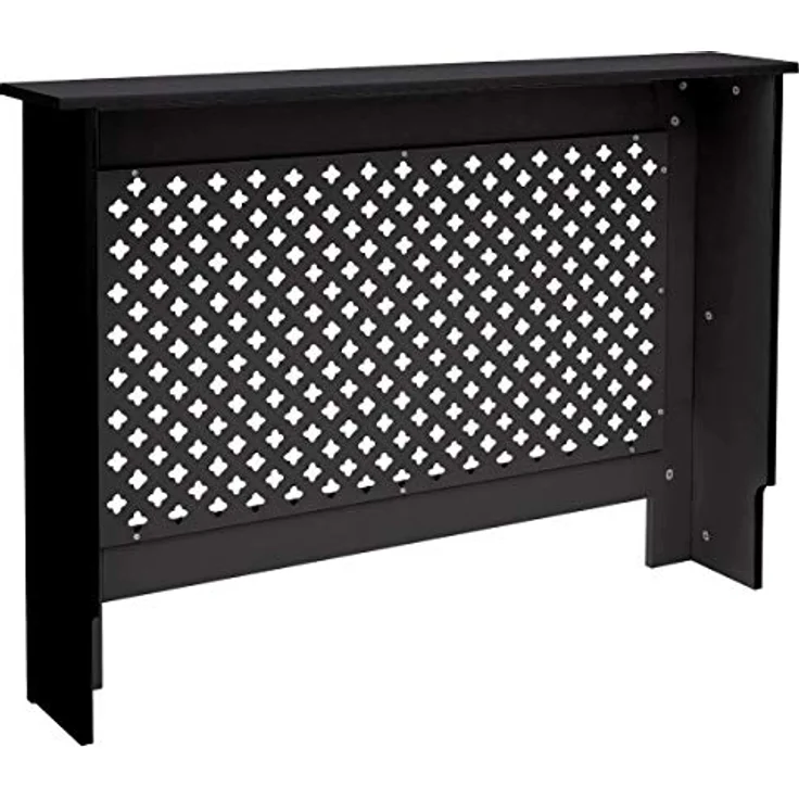 ECD Germany Heizkörperverkleidung mit Wabenmuster, 112x19x82 cm, Schwarz, MDF, selbstmontierbar – Bild 3