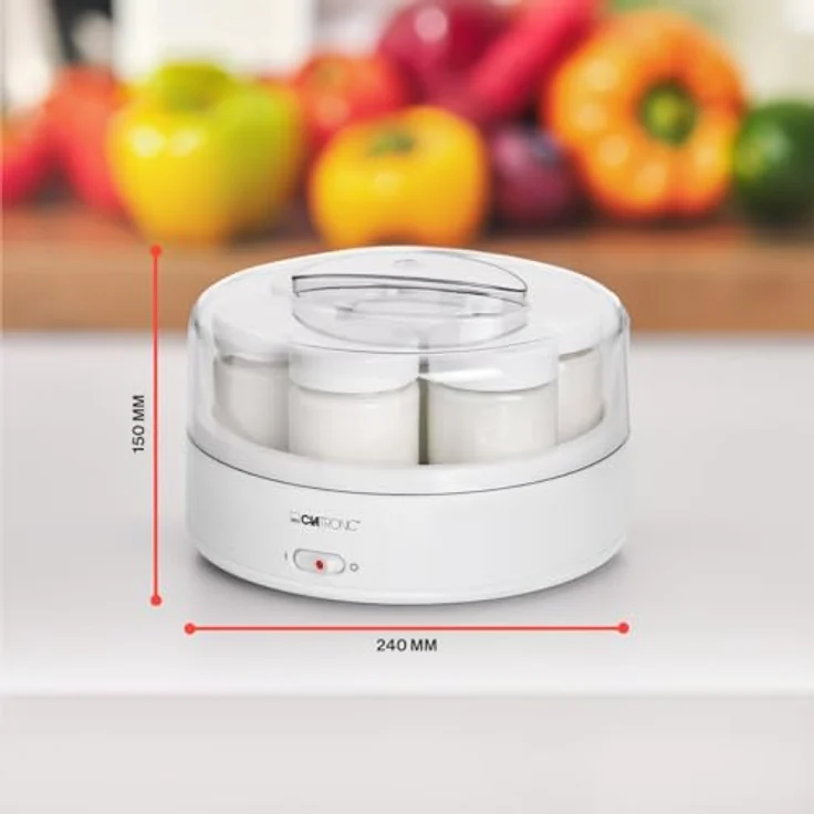 Clatronic JM 3344 Joghurtmaker mit 7 Portionsgläsern (je 160 ml), 1.1 Liter, 14 Watt – Bild 6