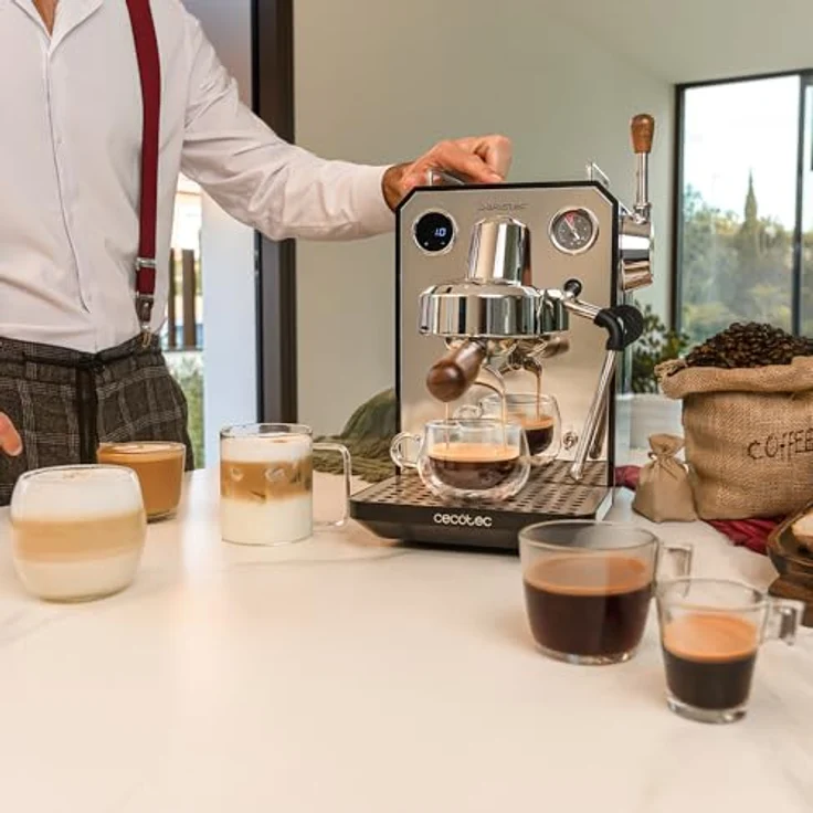 Cecotec Baristeo Intima, Siebträgermaschine mit 1850 Watt und 15 Bar Pumpdruck, Silber – Bild 4
