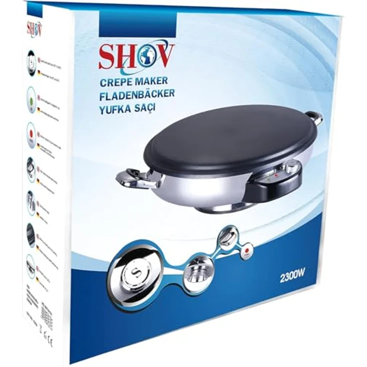 SHOV FLADENBÄCKER SAC CREPE YUFKA KATMER GRILL, 2300 Watt, Edelstahl, 50 cm, Antihaftbeschichtung – Bild 1