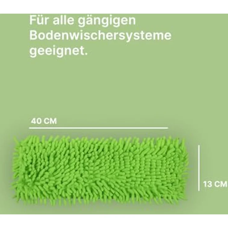 Bestlivings Ersatzbezug Grün für Bodenwischer (4er Pack) - 40cm - Chenille Wischbezug, für alle gängigen Klapphalter - Bezug für alle Bodenarten – Bild 2