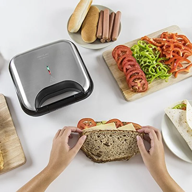 Cecotec Toast Grillfläche.Sandwichmaker mit Antihaftbeschichtung, Kapazität für 2 Sandwiches, Grillfläche, Cold Touch-Griff, Cable Retriever, 750 W. – Bild 7