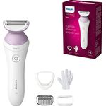 Philips Lady Shaver Series 6000 – Kabelloser Nass- und Trockenrasierer mit 4 Zubehörteilen, Körperpeeling-Handschuh, Kammaufsatz (Modell BRL136/00)