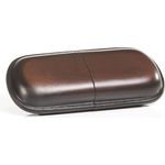 MIKA 28071302 - Brillenetui groß aus Echt Leder/Sattelleder, Etui rund für Brillen und Sehhilfen, Brillenbox für Damen und Herren, Brillenaufbewahrung in braun, Sonnenbrillenetui ca. 18 x 8 x 4 cm