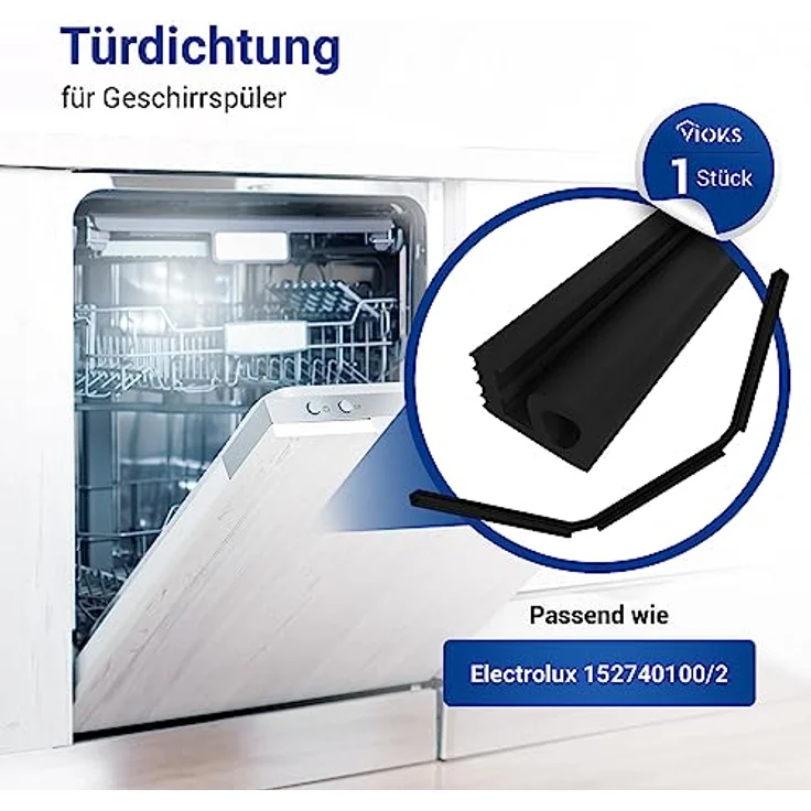 VIOKS Türdichtung für Spülmaschine, Ersatz für Electrolux 152740100/2, 546 x 15 x 9 mm, hochwertige Dichtung für Zanussi und AEG Geschirrspüler – Bild 2