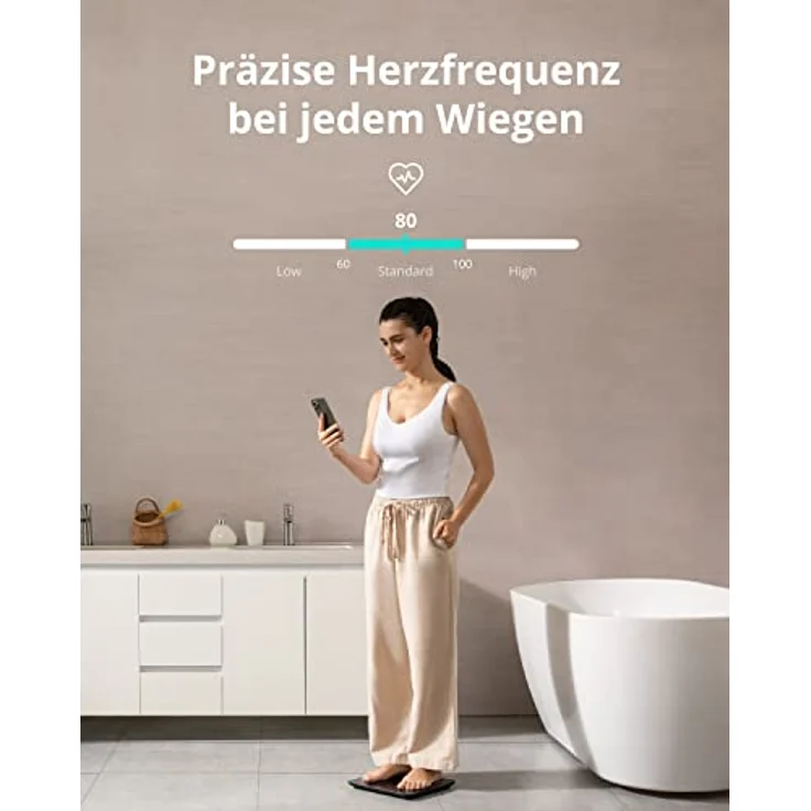 eufy Personenwaage, Smart Scale P2 Pro, Digitale Körperfettwaage WLAN/Bluetooth, 16 Messwerte inkl. Gewicht, Herzfrequenz, Körperfett, BMI, Muskel-/Knochenmasse (Schwarz) – Bild 3