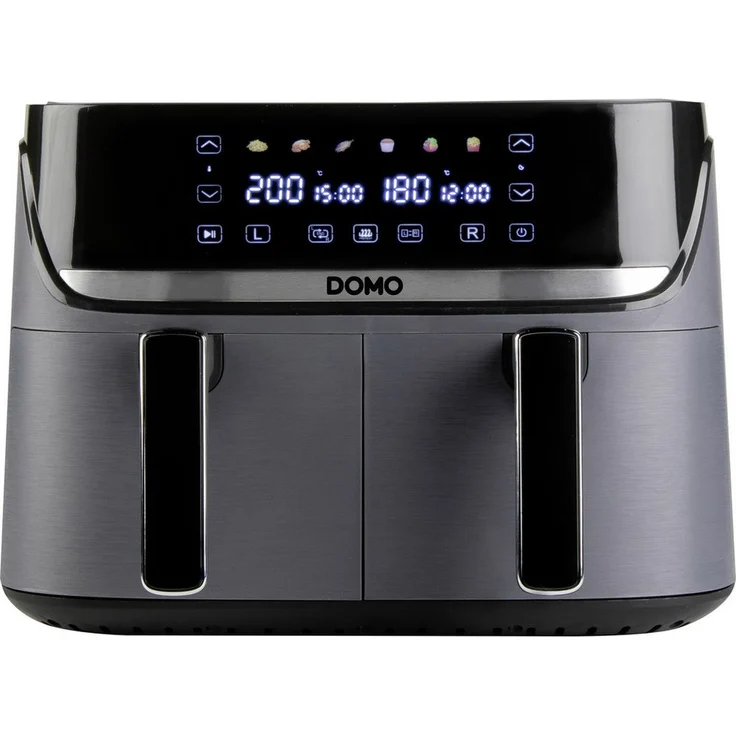 Domo Fritteuse DO552FR, Airfryer mit 2 unabhängigen Backzonen, 2 x 4 L Kapazität, 2850 W, digitales Farbdisplay mit Touch-Bedienfeld
