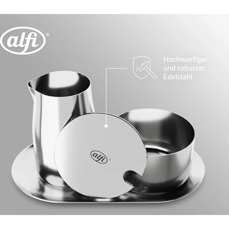 alfi MILK AND SUGAR SET, glänzendes Edelstahl-Milch- und Zuckerset, spülmaschinenfest, langlebig – Bild 3