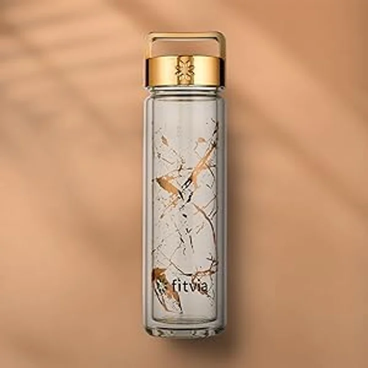 Fitvia Isolierflasche Gold Marble – Bild 3