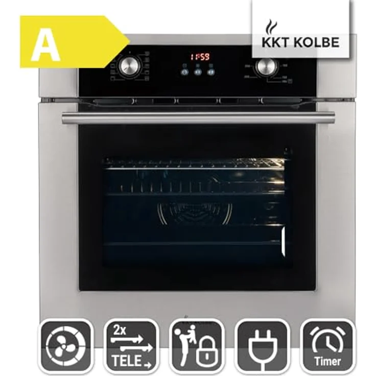 KKT KOLBE Einbaubackofen 60 cm BO8810SS | 70L | 3kW Heißluft Teleskopauszüge Automatik-Timer 2-fach Wärmeschutzverglasung Kindersicherung – Bild 2