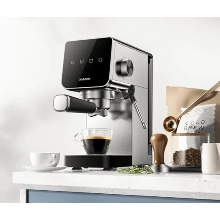 Xiaomi Halbautomatische Espressomaschine BHR9798EU, 20-Bar-Pumpe, Edelstahl, kompakte Bauweise mit Touchscreen und integriertem Tassenwärmer, grau/silber – Bild 7