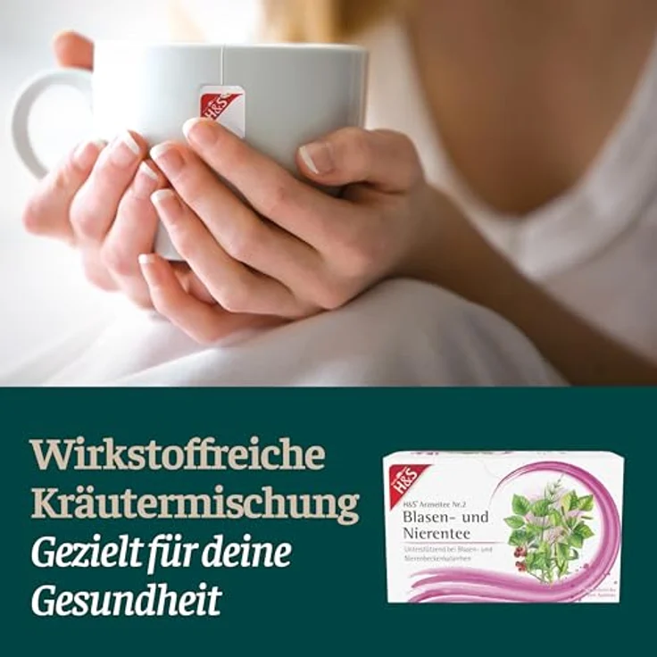 H&S Blasen- und Nierentee Filterbeutel, unterstützend bei Blasen- und Nierenbeckenkatarrhen, 20x2 g – Bild 4