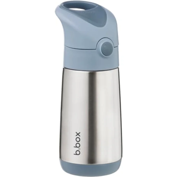 b.box Isolierte Wasser- & Trinkflasche Edelstahl (Doppelwandig), 350 ml, hält Getränke bis zu 8 h kalt & 6 h warm, auslaufsicher mit Silikonstrohhalm – Bild 1