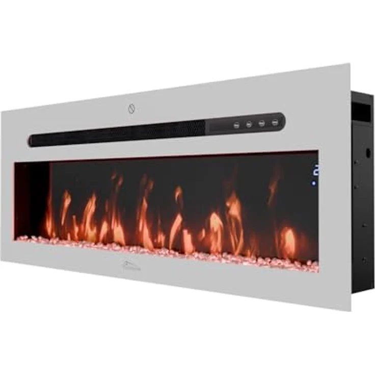 TroniTechnik® Wandkamin Panorama, Elektrokamin mit LED Flammeneffekt, 12 Farben, Timer, 900/1800W, inklusive Kristalle – Bild 7