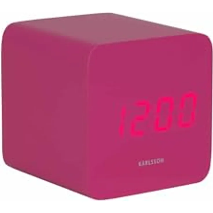 Karlsson Wecker Spry Square, quadratischer Wecker in Rosa mit Alarmfunktion, 6.6x6.8x6.6cm, MDF für Schlafzimmer
