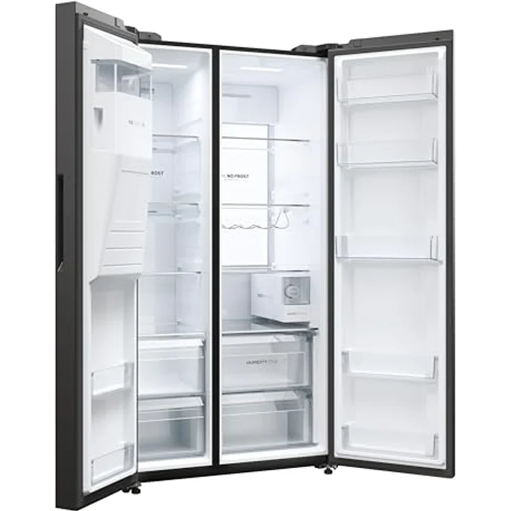 Haier Side by Side 90 SERIE 7 HSW79F18DIPT Kühl-Gefrierkombination/XXL Nutzinhalt/Total No Frost/Wasser- & Eiswürfeldispenser/hOn App/Daylight/HumidityZone/Inverter Kompressor/Schwarz – Bild 3