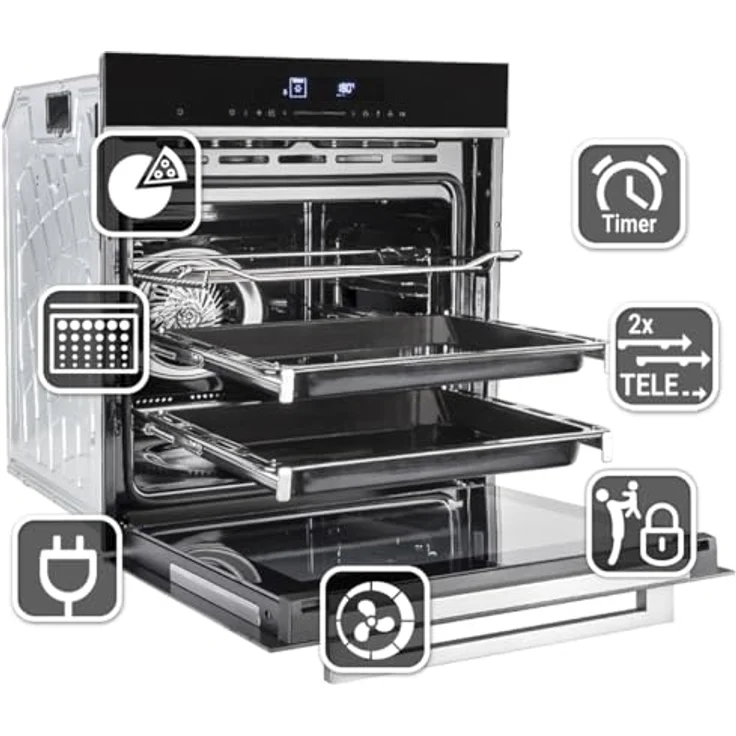 KKT KOLBE SET8019IH77FZ, Backofen und Induktionskochfeld Set mit SensorTouch und Pyrolysereinigung, 77 cm, autark – Bild 3