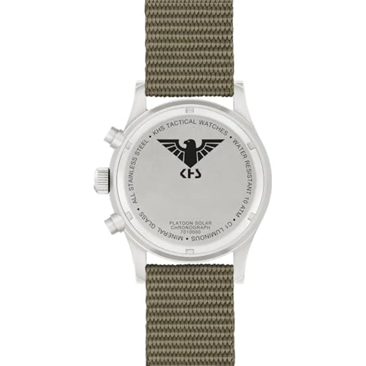 KHS Platoon Steel Solar Chronograph KHS.PLASSC.NSGO mit Natoband Steingrau-Oliv, wasserdicht bis 10 Bar, Solar-Quarzuhrwerk – Bild 5