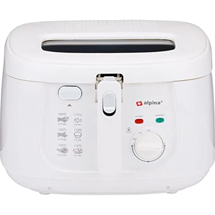 alpina Fritteuse mit Deckel – Fritteuse – 1800 Watt – 2,5 Liter – bis 190 °C – weiß – Bild 1