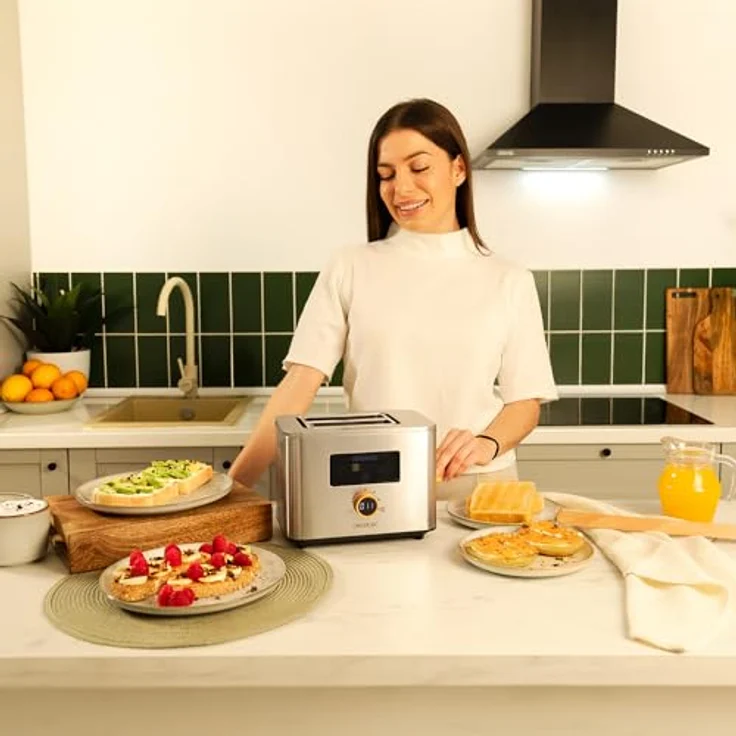 Cecotec Vertikaler Toaster Touch&Toast Double, 950 W, extra breite Schlitze 3,8 cm, Edelstahl-Finish – Bild 4