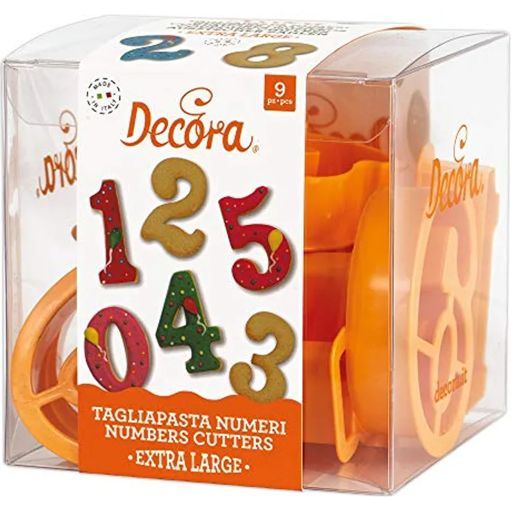 Decora 0255098 AUSSTECHER RIESIGEN Zahlen 9-TLG, Plastic, gelb