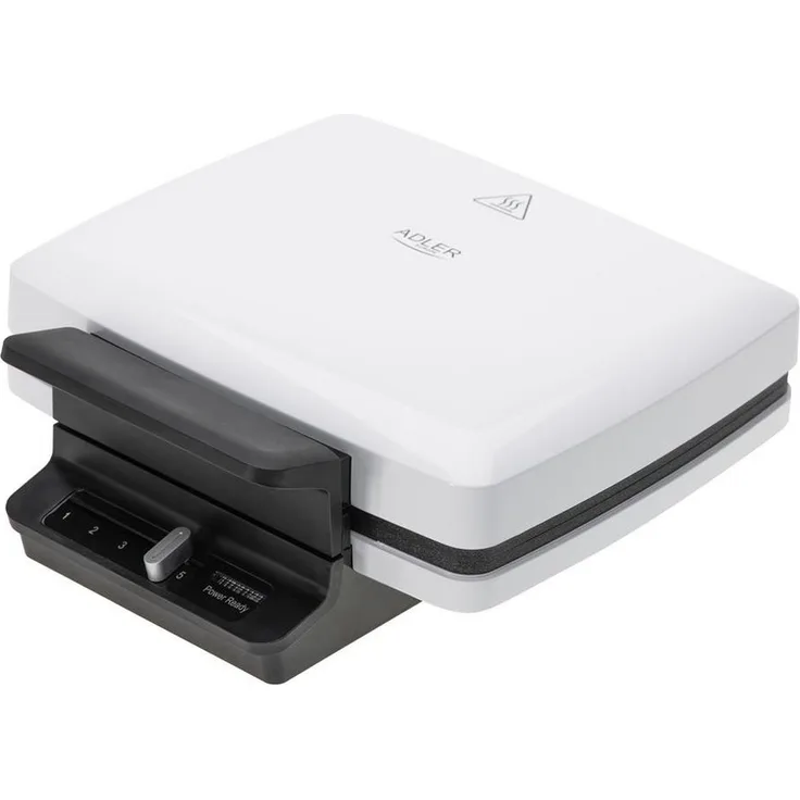 Adler Waffeleisen AD 3085, Antihaftbeschichtung, Wafflemaker, Belgische Waffeln, weiß