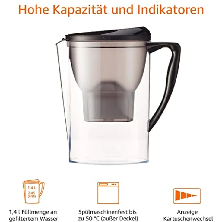 AmazonBasics Wasserfilter 2,3 Liter - Schwarz – Bild 3
