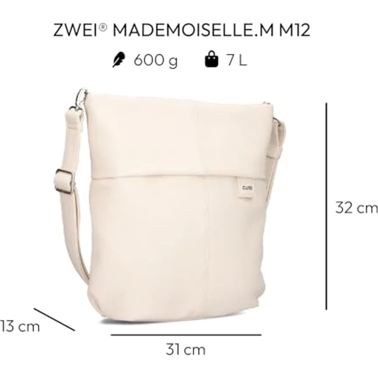 Zwei Mademoiselle M12, Handtasche in Weiß, leicht und praktisch für den Alltag – Bild 2