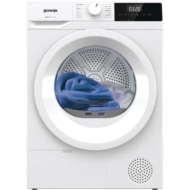 Gorenje DHNE72 Wärmepumpentrockner, 7 kg, 15 Programme, Weiß, Energieeffizienzklasse D, SensoCare-Technologie