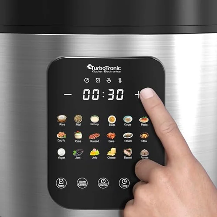 TurboTronic MultiKocher DMC18 neues 2024 Modell 5L mit Schongarer 860W Elektrisch, Dampfgarer, Reiskocher, Slow Cooker & 18 Programme, Milchreis, Multivarka (Silber) – Bild 5
