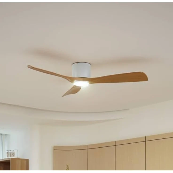 Lucande Moneno 10022123, LED-Deckenventilator mit dimmbarer Leselampe, Weiß, 1-flammig, Metall, inkl. Fernbedienung, für Räume bis 15 m² – Bild 3