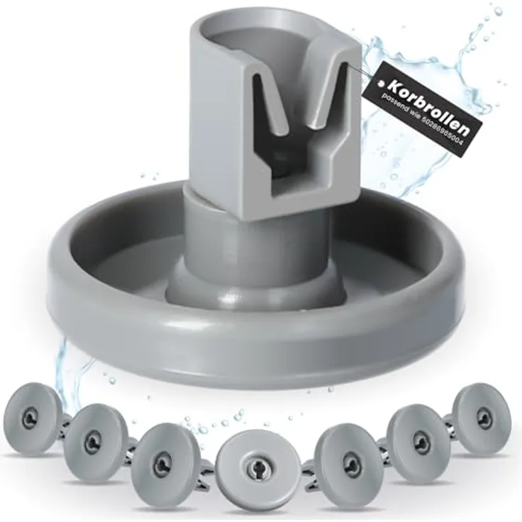 McFilter 8x universelle Korbrollen für Geschirrspüler, hitzebeständige Unterkorbrollen in Dunkelgrau, kompatibel mit AEG, Privileg, Zanussi, Juno, Quelle