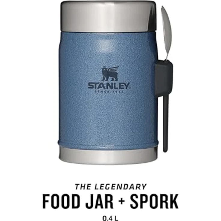 Stanley 1913 Classic Food Jar, Lunchbox aus Edelstahl, 0,4 L, doppelwandige Vakuumisolierung, Blau, inkl. Spork – Bild 3