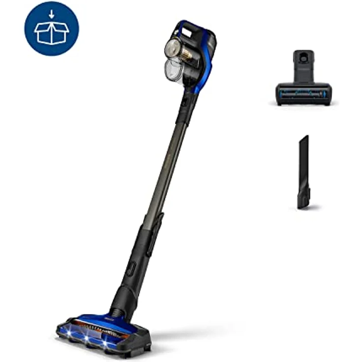 Philips XC8045-01 SpeedPro Max kabelloser Staubsauger 8000 Series (Akkusauger, 360°-Saugdüse, 60 Min. Akkulaufzeit) blau – Bild 3