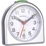 Technoline Quarzwecker Modell SD, analoger Wecker mit nachtleuchtenden Zeigern, silber