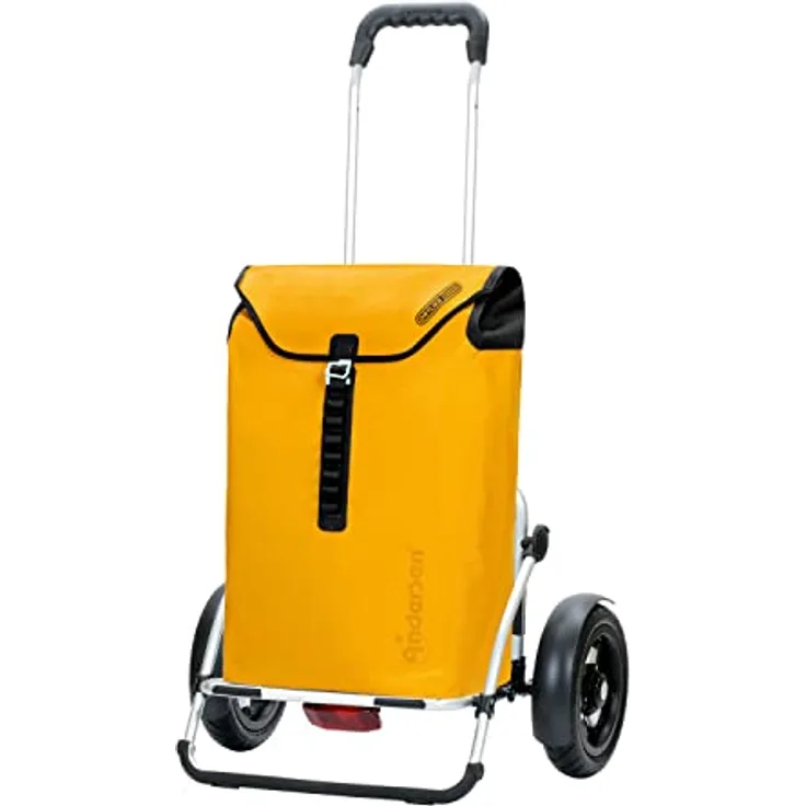Andersen Einkaufstrolley - Royal Shopper Plus Ortlieb gelb 49 L Handwagen, wasserdicht, wetterfest, Aluminium, klappbar, luftbereiftes Kugellagerrad