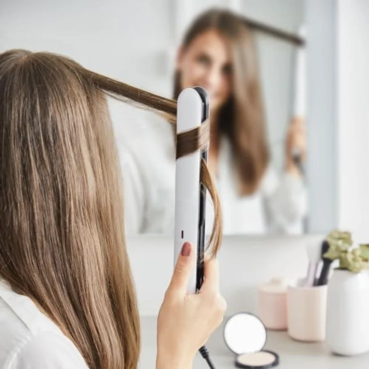 Glätteisen Rowenta SF3210F0 Optiliss, 10 Temperaturstufen, Keramikbeschichtung, Schwimmende Platten, Weiß-Schwarz – Bild 4