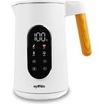 Grafner Edelstahl Wasserkocher 1,7L mit Temperatureinstellung 40°C-100°C, Warmhaltefunktion, Memoryfunktion, LCD-Display, Doppelwand, 2200 Watt, digital (Weiß)