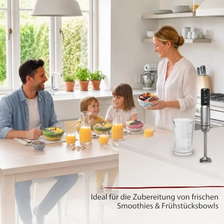 Cloer SB3010 Stabmixer 4-in-1 mit Pürierstab, Zerkleinerer & Schneebesen, 10 Geschwindigkeitsstufen, 700 Watt, Edelstahlgehäuse, spülmaschinengeeignet – Bild 6