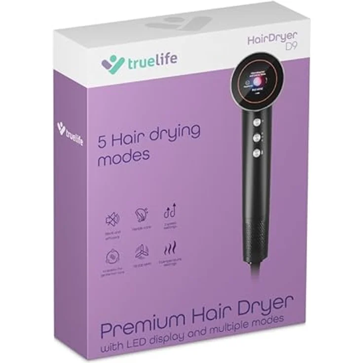 TrueLife HairDryer D9 Haartrockner 1 St. mit Geschwindigkeits- und Temperaturregulierung, Ionen-Funktion und Kaltluft-Funktion, leiser Betrieb – Bild 2