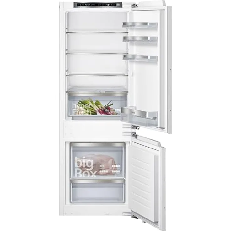 Siemens KI77SXFE0 iQ500 Einbau-Kühl-Gefrier-Kombination, Flachscharnier, 157,8 x 55,8 cm, 169 L Kühlen + 62 L Gefrieren, hyperFresh Plus, LED-Licht, superCooling-Funktion