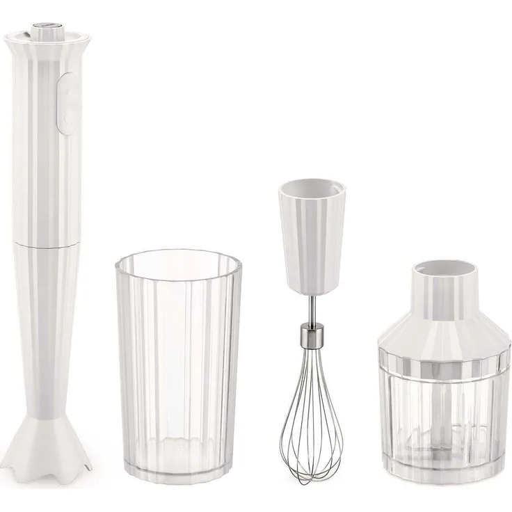 Alessi Plissé Handmixer Set, weiß - 500 Watt, 2 Geschwindigkeitsstufen, inklusive Zubehör
