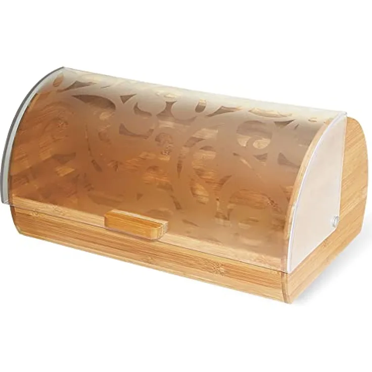 Maestro MR-1674S Brotkasten, Schiebedeckel, Brot-und Gebäckaufbewahrungsbehälter, Elegantes Design, Holz, Acryl, Bread Box, 37 x 22 x 17 cm
