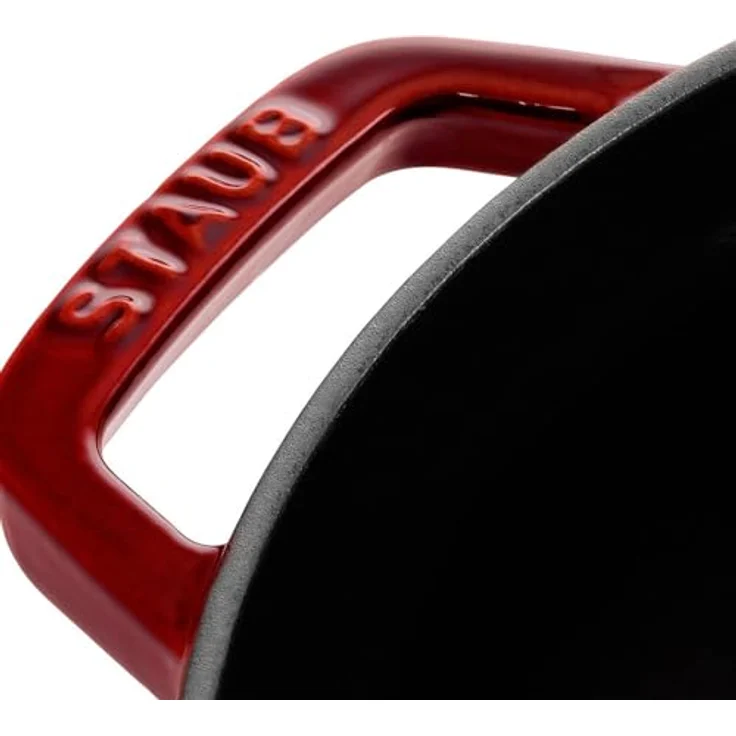 Staub 1102687 Cocotte-Bräter, rund mit Deckel 26 cm, 5,0 L, mit mattschwarzer lierung im Inneren des Topfes, grenadine – Bild 4