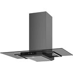 Oranier große schwarze Abluft Wandhaube 90 cm mit Glasschirm Rada - Abzugshaube in T-Form mit LED Beleuchtung